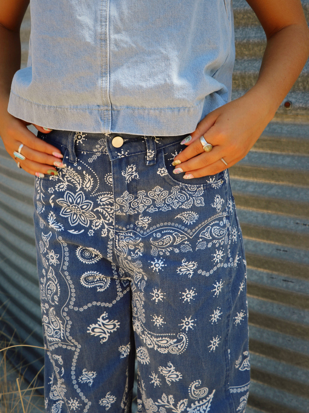 PAISLEY BARREL JEANS