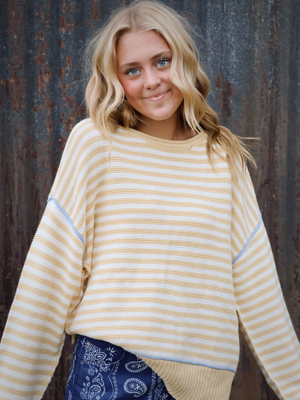 YELLOW STRIPED SWEATER
