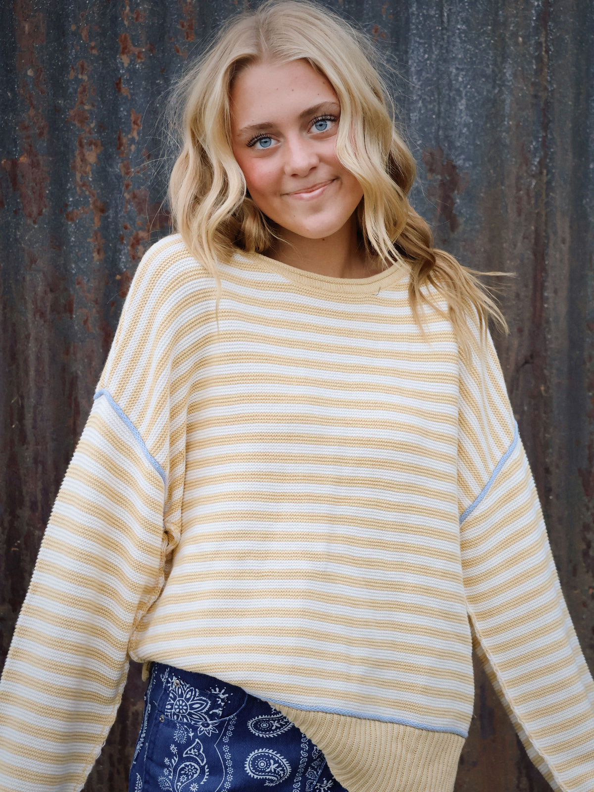 YELLOW STRIPED SWEATER
