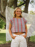 PINK/BLUE PLAID TOP