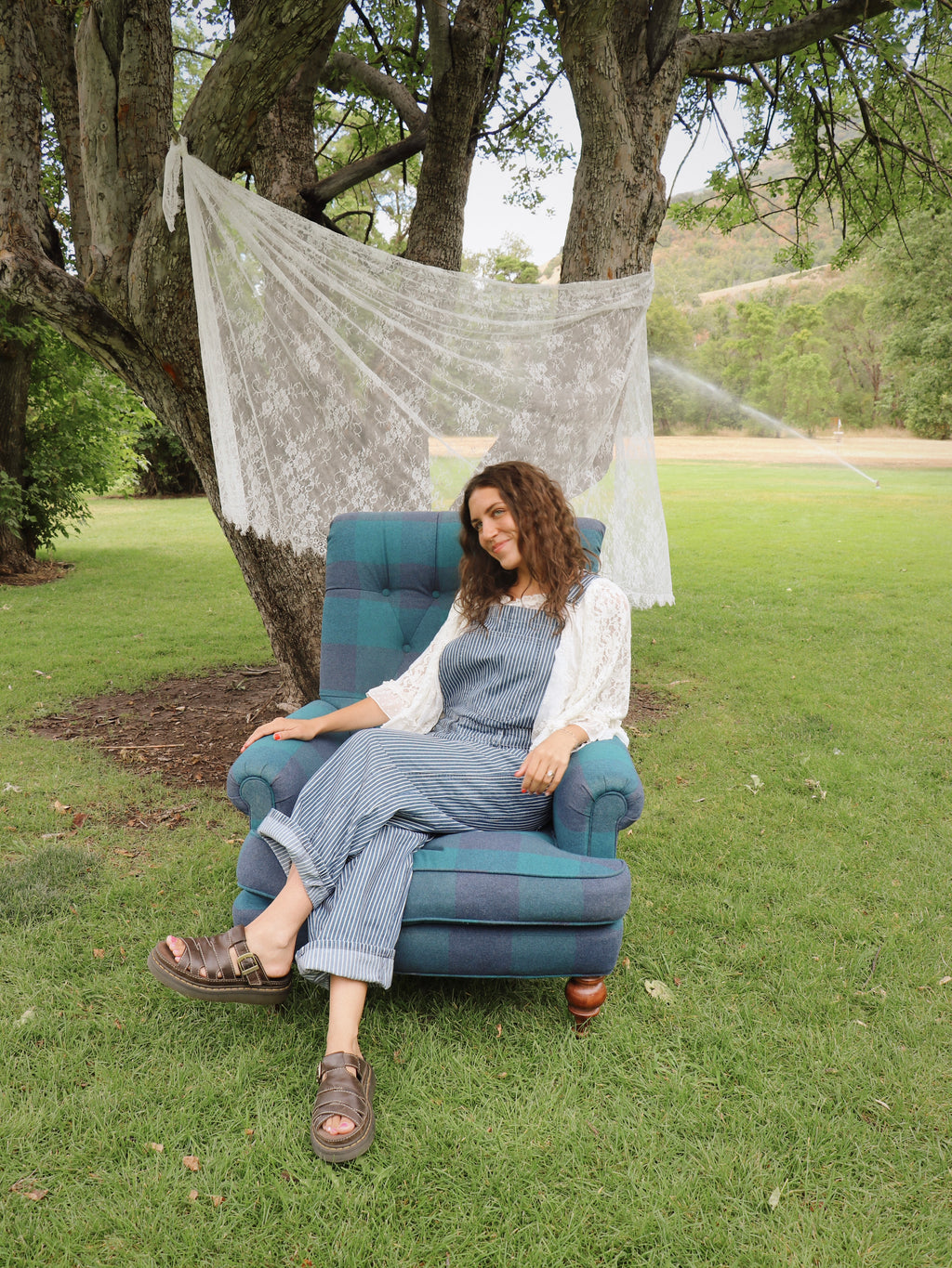 STRIPE DENIM OVERALL