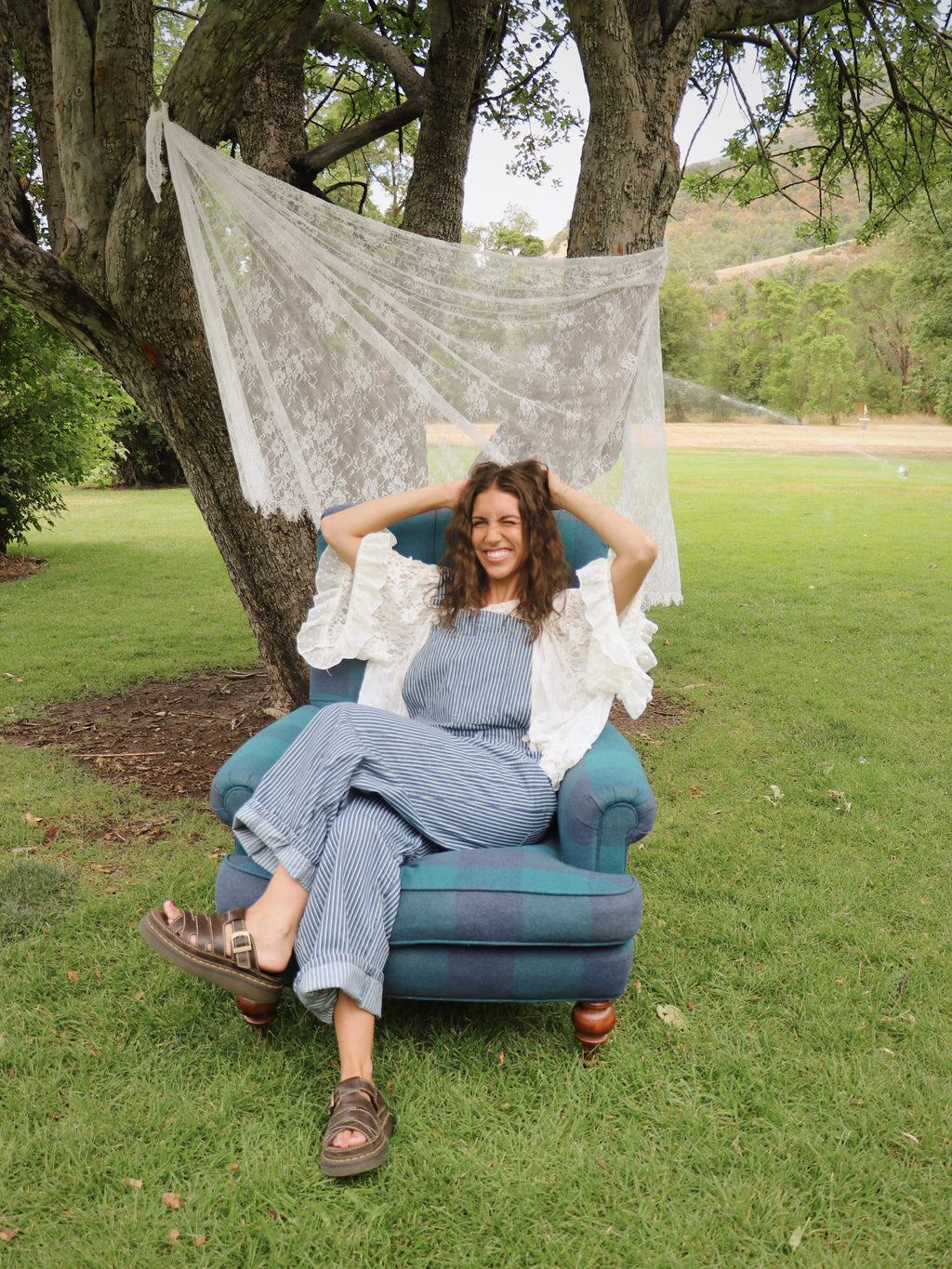 STRIPE DENIM OVERALL